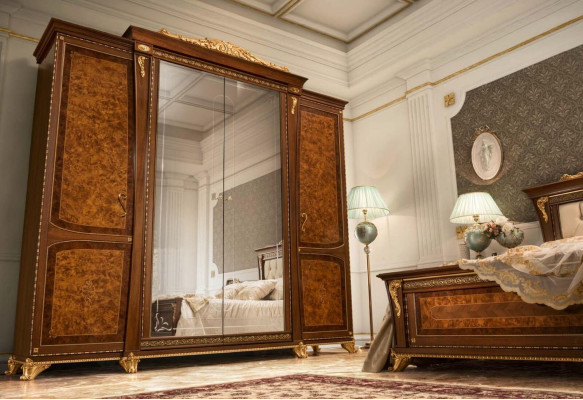 Armario de madera maciza para dormitorio hecho en Italia
