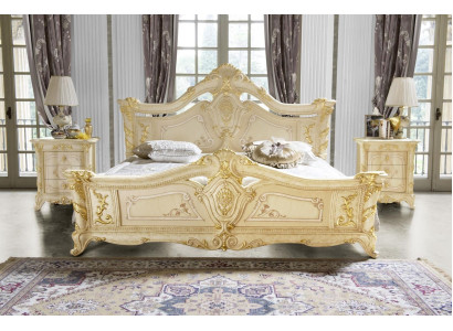 Conjunto de dormitorio Diseño Art déco Lujo Cama Cama Mesilla de noche 3 piezas.