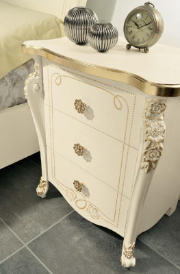 Juego de dormitorio beige Cama de dormitorio Mesita de noche Cómoda Espejo Silla de 6 piezas.