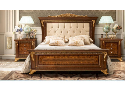 Diseño de cama 2x mesitas de noche 3 piezas Conjunto de muebles de dormitorio Clásico Camas