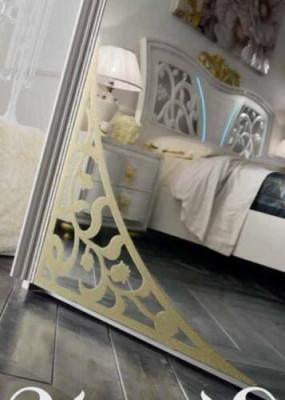 Armario del dormitorio de madera Estilo de armario de madera moderna Espejo XXL