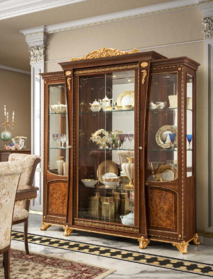 Vitrina de madera y vidrio Armario de madera maciza Credenza Vitrina Muebles de salón Italia