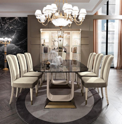 Mesa de comedor de madera conjunto de comedor 6x juego de sillas sillas grupo Italia