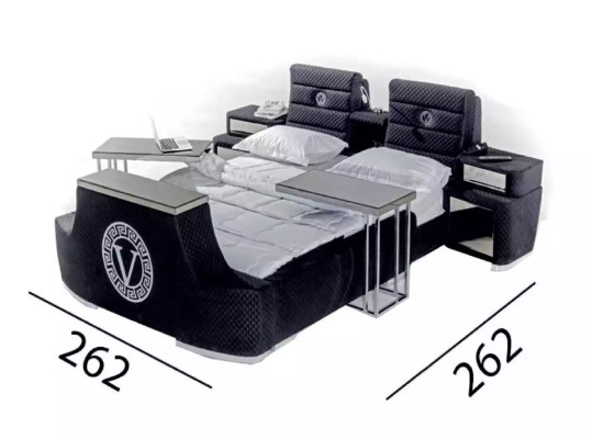 Cama doble moderna azul lujo cama doble diseño moderno estructura de cama nueva.