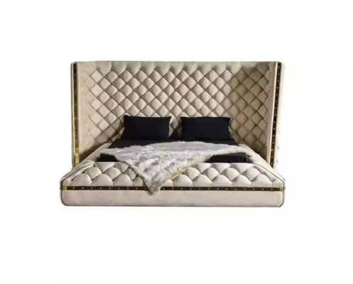 Cama blanca Chesterfield cama de hotel moderna cama doble nueva cama moderna.