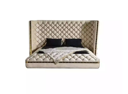 Cama blanca Chesterfield cama de hotel moderna cama doble nueva cama moderna.