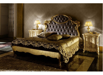 Chesterfield Cama clásica Muebles de lujo Barroco Hotel Cama de cuero dormitorio