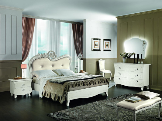 Muebles de diseño cama de lujo clásico nueva cama 2x mesita de noche conjunto de dormitorio de 3 piezas.