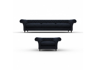 Designer Set Sofa de tres plazas, juego de sofá, sillón, muebles tapizados, nuevo Chesterfield.