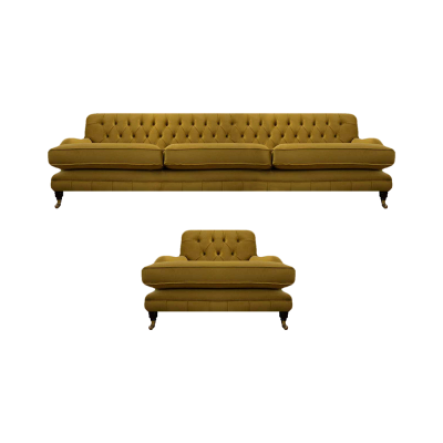 Sofá Chesterfield de tres plazas en amarillo, sillón, mobiliario, sofá, sala de estar, nuevo