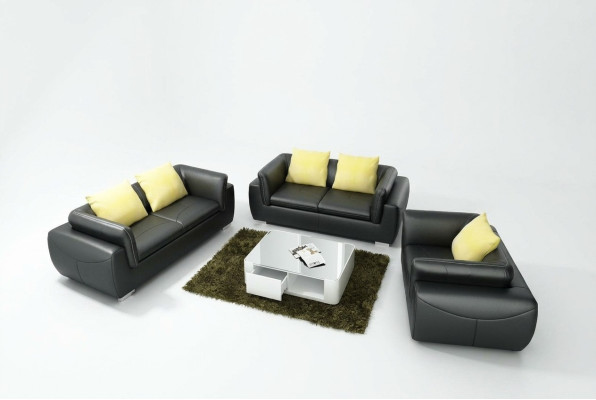 Sofá de cuero Sofá conjunto de estar 3+2+1 plazas Diseño moderno Sofá F_3014D