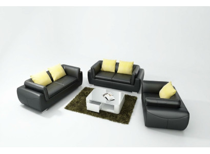 Sofá de cuero Sofá conjunto de estar 3+2+1 plazas Diseño moderno Sofá F_3014D