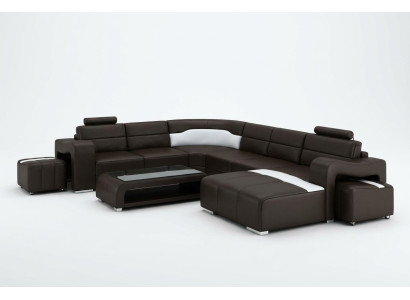 Sofá de cuero, sofá de salón, sofá de esquina, conjunto de esquinas, diseño de sofá moderno.