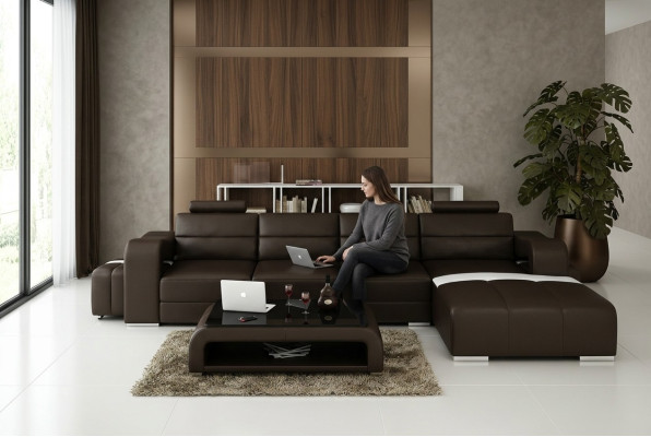 Sofá de cuero sofá conjunto de salón sofá de esquina conjunto de esquina diseño sofá moderno F3008C.