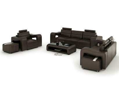 Sofá de cuero Sofá paisajístico 3+2+1 Asientos Conjunto de sofás Diseño Sofá moderno F3008D