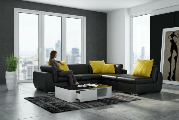 Sofá de cuero Sofá Paisaje de vida Sofá de esquina Conjunto de esquina Diseño Moderno Sofá F3014 nuevo