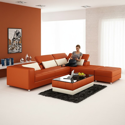 Sofá de cuero sofá conjunto de asentamiento de esquina de sofá de diseño moderno F3018.