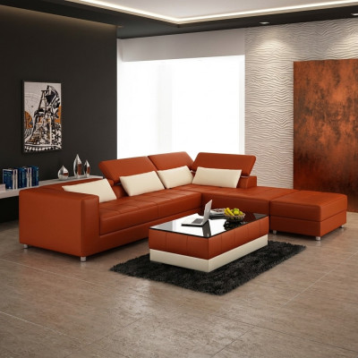 Sofá de cuero sofá conjunto de asentamiento de esquina de sofá de diseño moderno F3018.