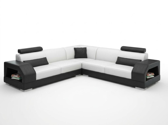 Sofá de cuero Sofá Conjunto de salón Esquina Sofá de esquina Diseño Sofá moderno G8001B
