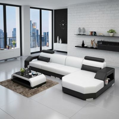 Sofá de cuero Sofá Conjunto de salón de diseño de esquina Esquina Sofá Moderno G8001C
