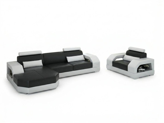 Sofá de cuero sofá paisaje de vida rincón sofá + 1 juego de sillón de diseño moderno G8001E