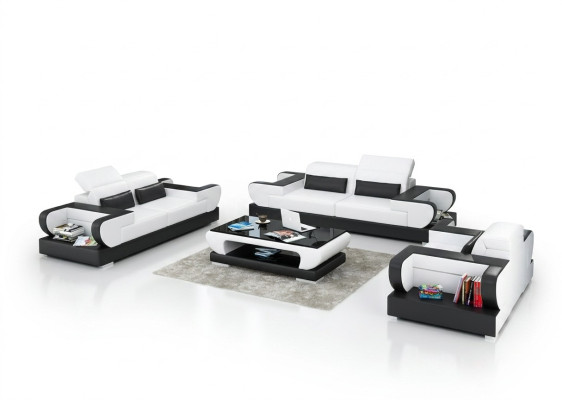 Sofá de cuero, sofá de diseño de salón 3+2+1, conjunto de sofás modernos G8002D.