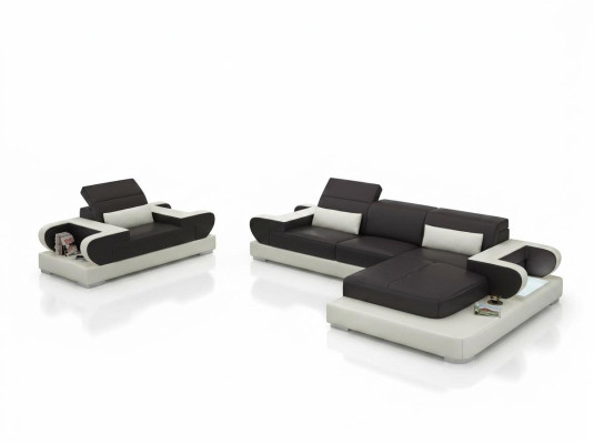 Diseño XXL Sofá grande Sofá de esquina Sofá de cuero Sillón Tapizado Paisaje de vida G8002E