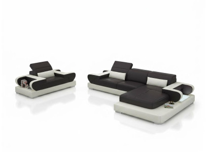 Diseño XXL Sofá grande Sofá de esquina Sofá de cuero Sillón Tapizado Paisaje de vida G8002E