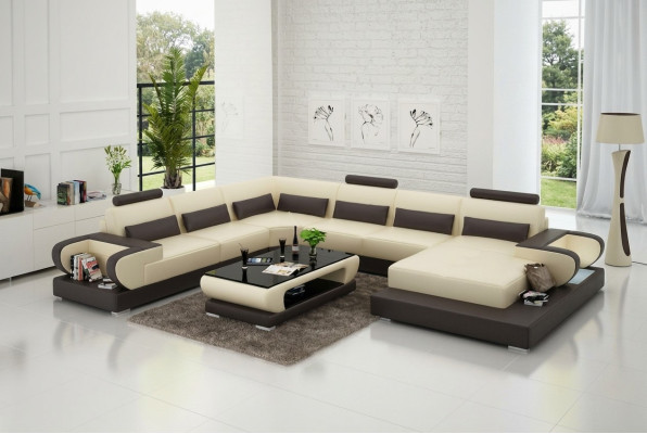 Sofá de cuero sofá sala de estar sofá de esquina conjunto de esquina diseño moderno sofá G8003