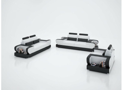 Sofá de cuero conjunto de sofás de diseño de salón 3+2+1 asientos estilo moderno sofá G8003D