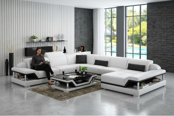 Sofá de cuero Sofá conjunto de salón Esquina Sofá conjunto de esquina Diseño Sofá moderno G8004