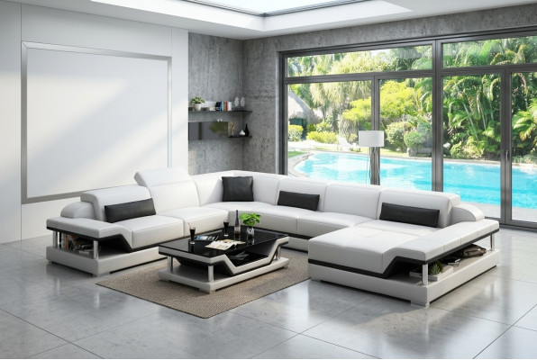 Sofá de cuero Sofá conjunto de salón Esquina Sofá conjunto de esquina Diseño Sofá moderno G8004