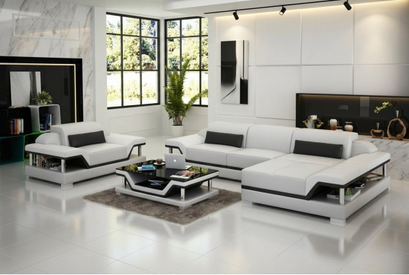 Diseño sofá de cuero Sofá Sofá Acolchado Esquina Sala de estar Conjunto Sofás Nuevo G8004F