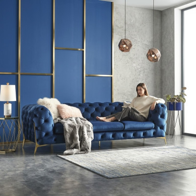 Sofá Chesterfield de textil de tapicería asiento sofá grande XXL 3 plazas de tela.