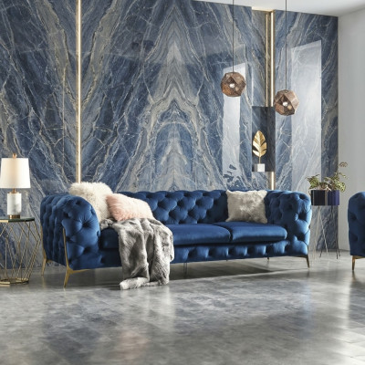 Sofá Chesterfield de textil de tapicería asiento sofá grande XXL 3 plazas de tela.