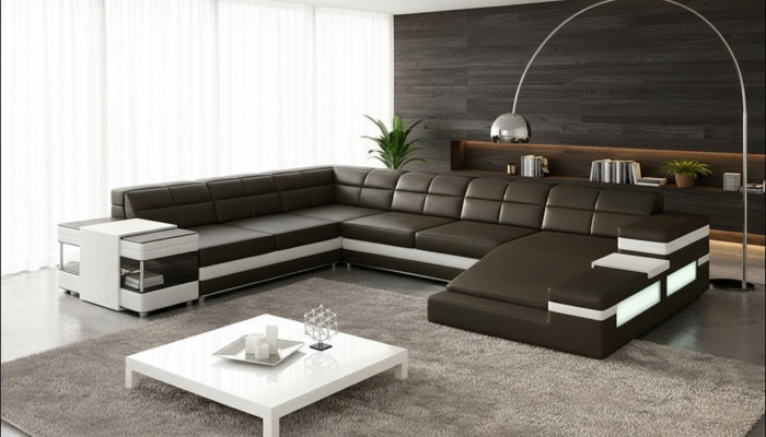 Sofá de cuero Sofá Sofá de diseño de conjunto de esquina moderno 1201B