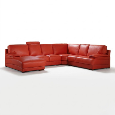Sofá de cuero, conjunto de sofá de esquina acolchado en forma de U XXL grande.