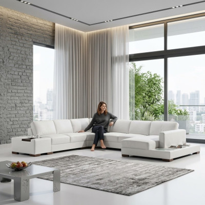 Sofá de cuero, sofá de esquina, sofá de salón, tapizado, asiento, conjunto de esquina, sofás XXL, sofás grandes, nuevos