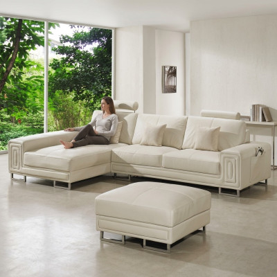 Sofá de cuero sofá sofá esquina conjunto de tapizado 190x334cm sofá en forma de L 2055