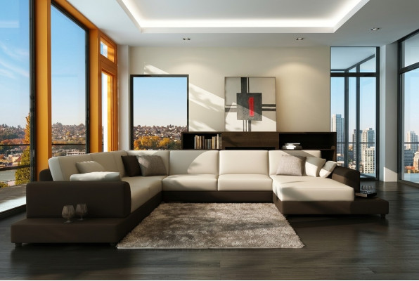 Sofá de cuero Sofá Sofá de esquina Conjunto de esquina Diseño decorativo moderno