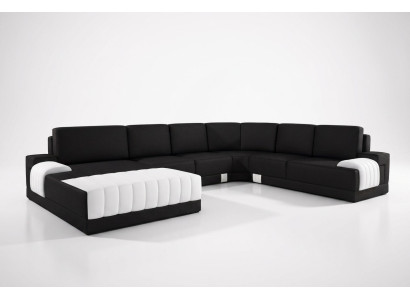 Sofá de cuero para asientos acolchados, sofá, sofá esquinero, juego de asientos acolchados en forma de U XXL Big.