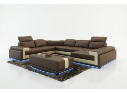 Sofá de cuero sofá conjunto de estar sofá en forma de L moderno conjunto de esquina diseño decorativo