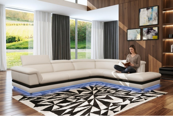Sofá de cuero Sofá de diseño de esquina de sofá conjunto moderno 5130