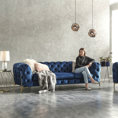 Chesterfield sofá de terciopelo sofá tapizado conjunto de sofás decorativos XXL Big Couch