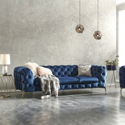 Chesterfield sofá de terciopelo sofá tapizado conjunto de sofás decorativos XXL Big Couch