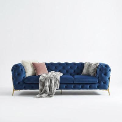 Chesterfield sofá de terciopelo sofá tapizado conjunto de sofás decorativos XXL Big Couch