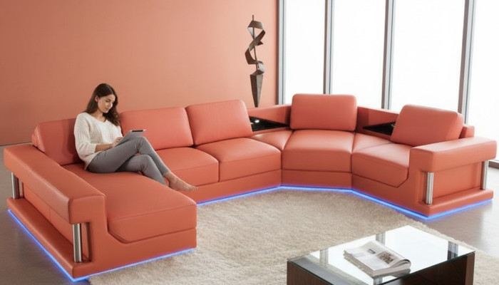 Sofá de cuero Sofá Sofá de la sala de estar Sofá de esquina Conjunto de esquina Diseño Sofá moderno A1131