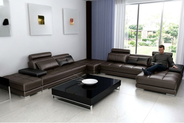 Sofá de cuero sofá conjunto de salón sofá esquinero conjunto de esquina diseño moderno nuevo sofá A1146