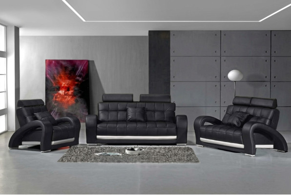 Sofá de cuero Sofá Chaise longue Conjunto de sofás de 3+2+1 plazas Diseño de sofá moderno B2023