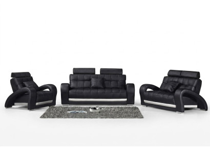 Sofá de cuero Sofá Chaise longue Conjunto de sofás de 3+2+1 plazas Diseño de sofá moderno B2023